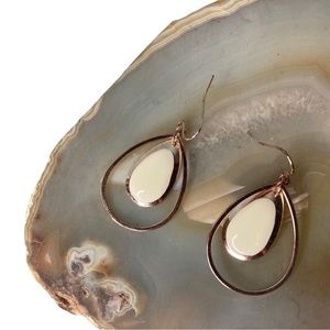 Cream/Gold Teardrop Halo Earrings